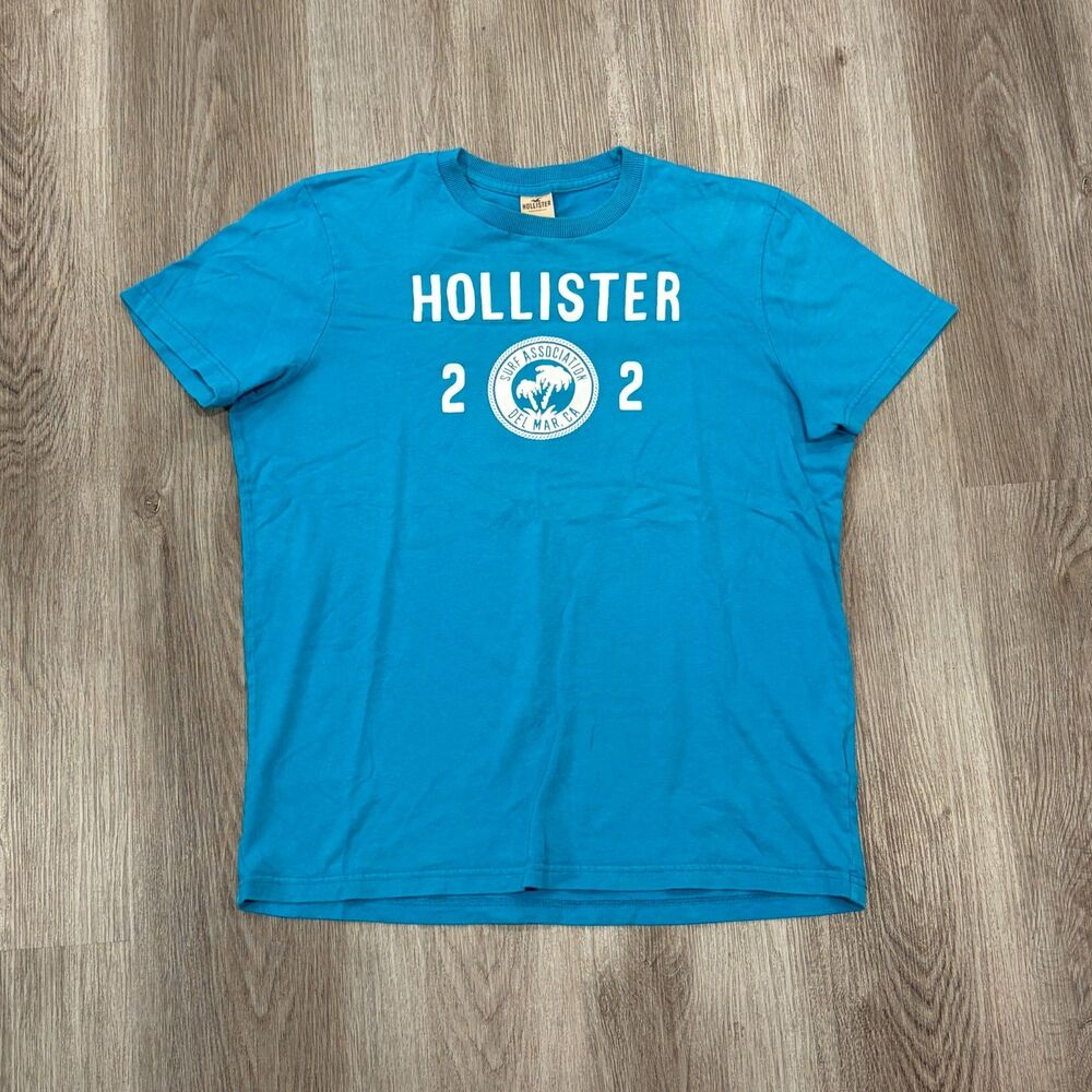 Vintage 00s Y2K Hollister Tee T-Shirt Blue Men's Size Large Surf 22